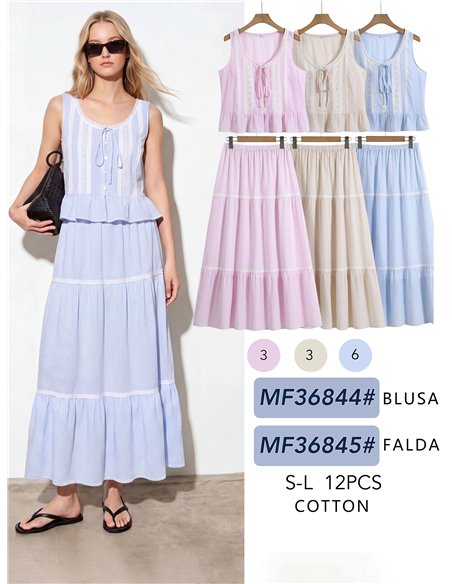 Top rayas con puntillas