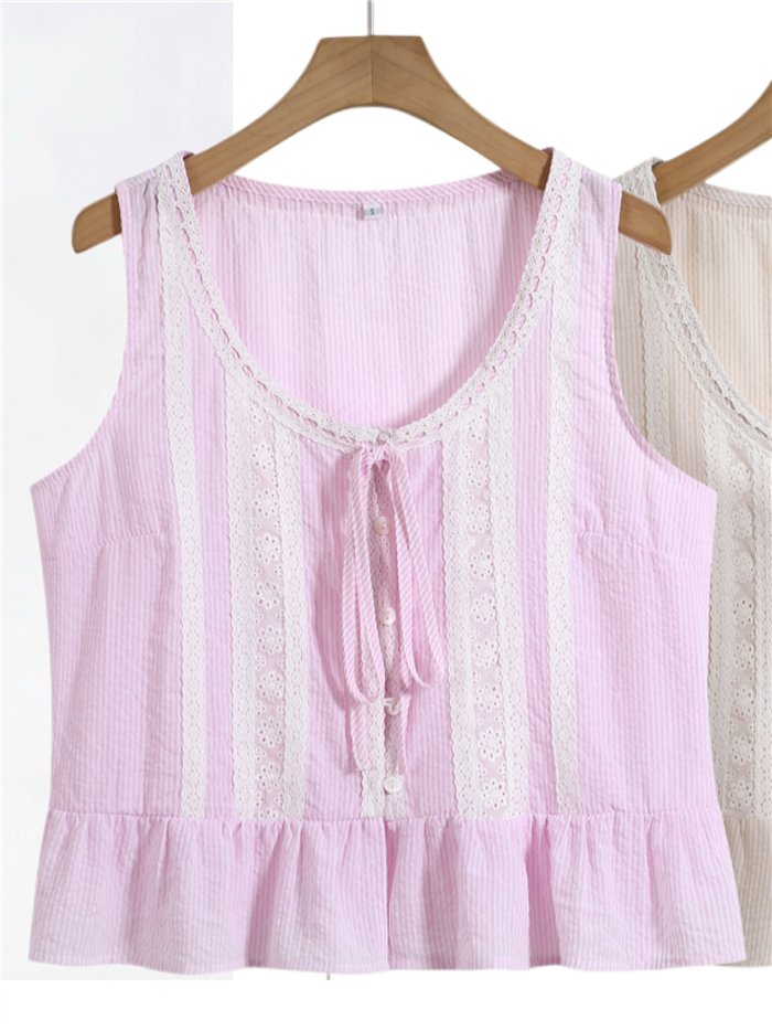 Top rayas con puntillas