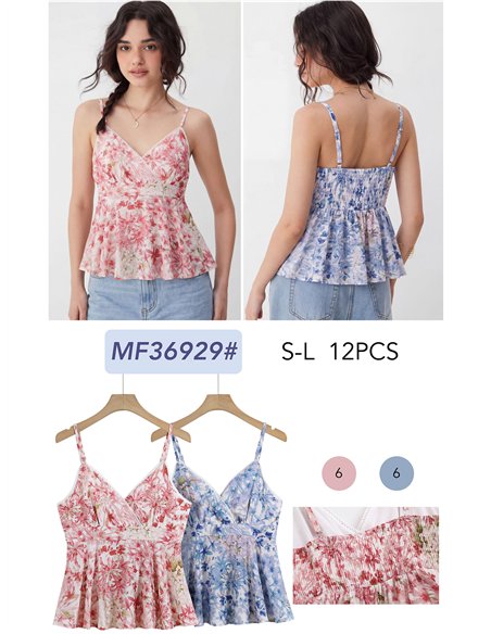 Geblümtes, ausgestelltes Tanktop
