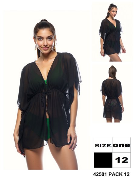 Kimono de playa liso transparente