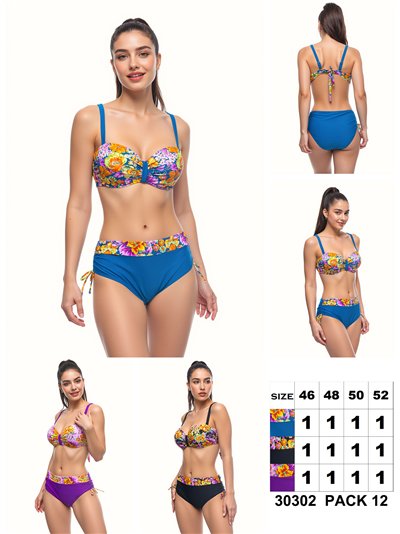 Conjunto bikini floral con aro talla grande 2