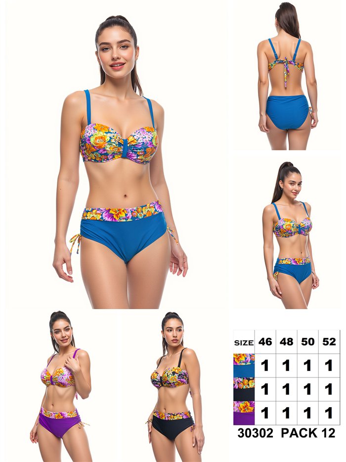 Plus-Size-Bikini-Set mit Blumenmuster und Bügeln