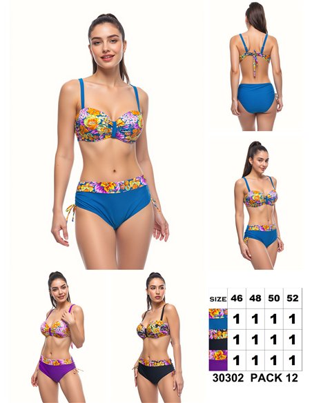 Plus-Size-Bikini-Set mit Blumenmuster und Bügeln