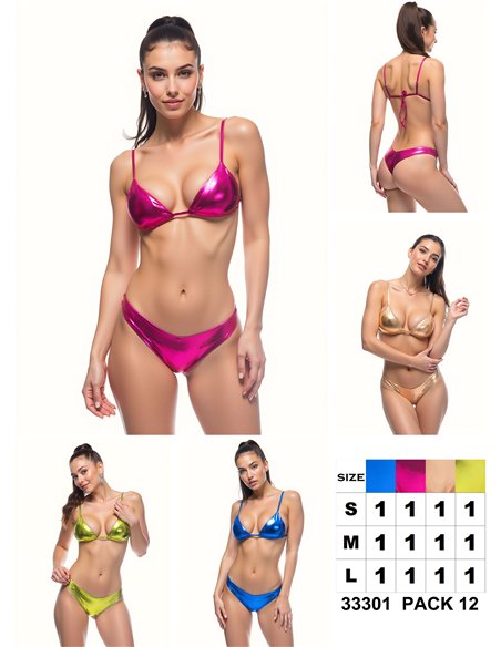 Conjunto bikini metalizado triángulo