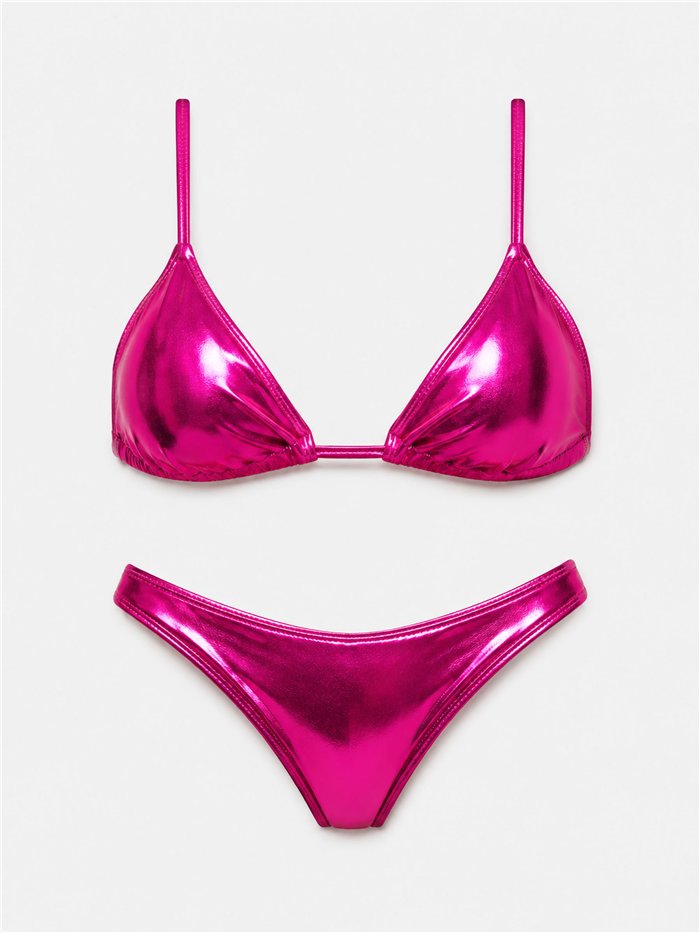 Conjunto bikini metalizado triángulo