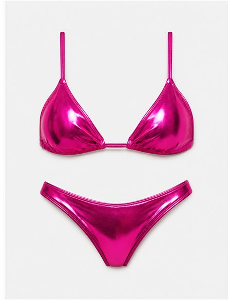 Conjunto bikini metalizado triángulo