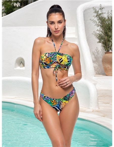 Bedrucktes Bandeau-Bikini-Set