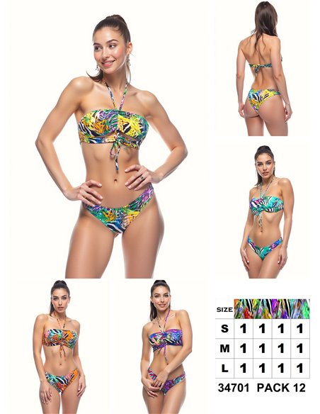 Bedrucktes Bandeau-Bikini-Set