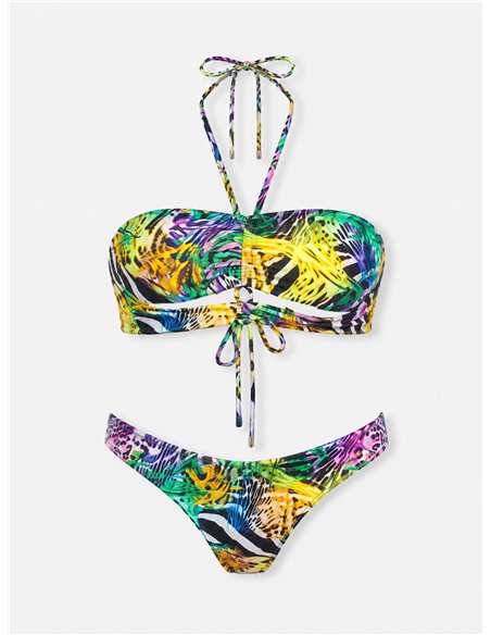 Bedrucktes Bandeau-Bikini-Set