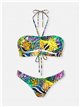 Bedrucktes Bandeau-Bikini-Set