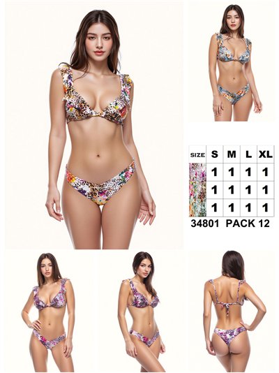 Conjunto bikini estampado con volante 2