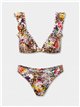 Conjunto bikini estampado con volante