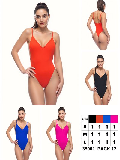 Bañador liso escote pico 2