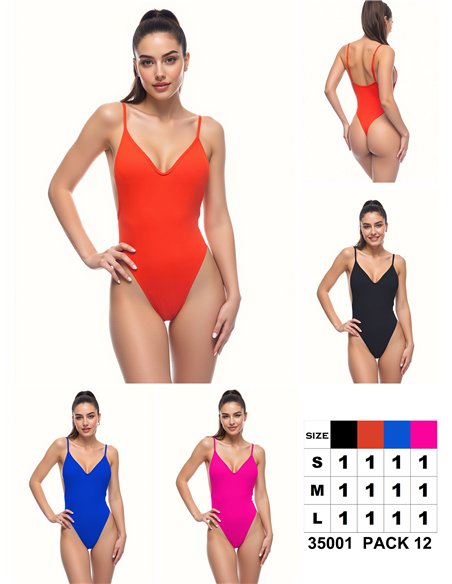 Bañador liso escote pico