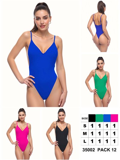 Bañador liso escote pico 2