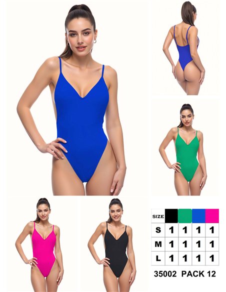 Bañador liso escote pico