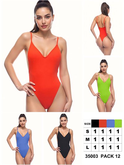 Bañador liso escote pico 2