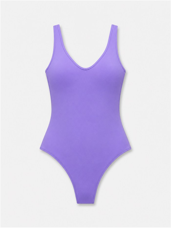 Maillot de bain uni à larges bretelles