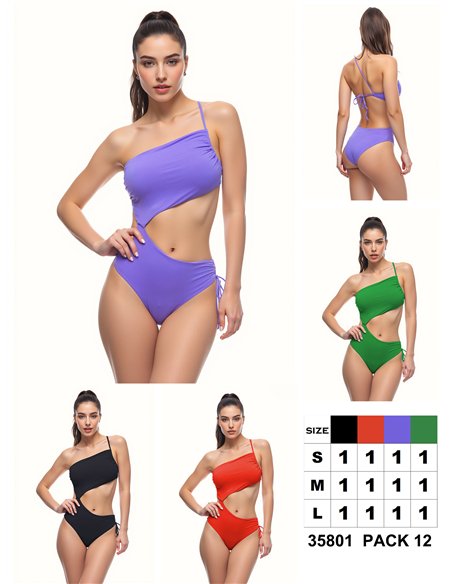 Asymmetric cut out swimsuit