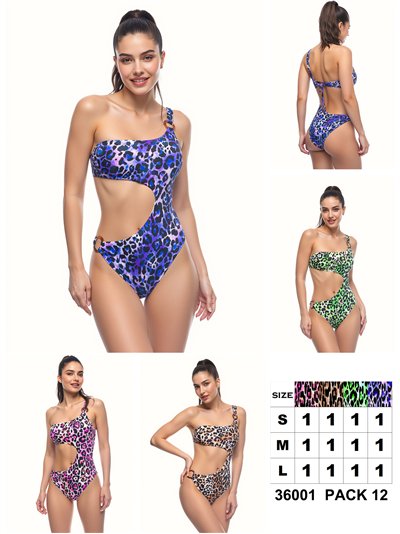Bañador asimétrico cut out animal print 2