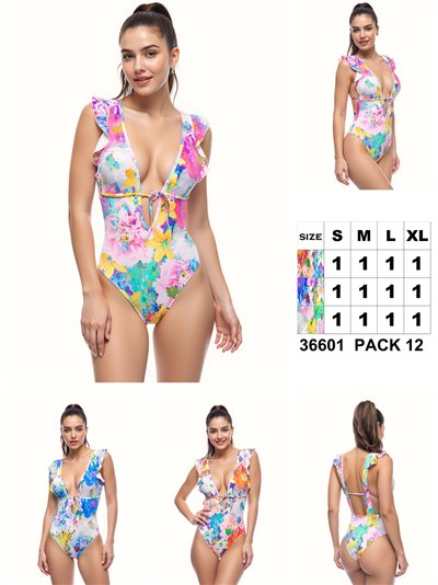 Bañador estampado floral con volante 2