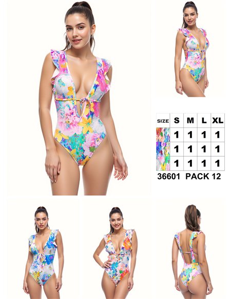 Bañador estampado floral con volante
