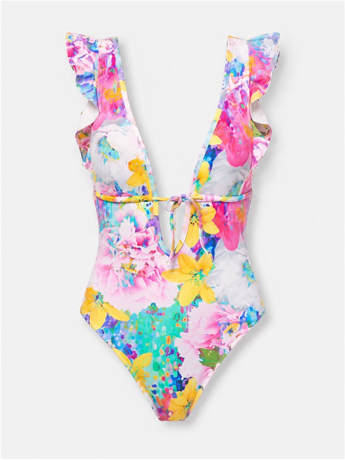 Bañador estampado floral con volante