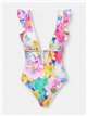 Bañador estampado floral con volante