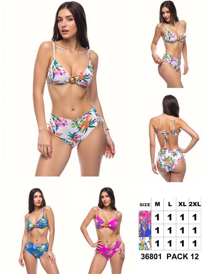 Conjunto bikini floral con anilla 2