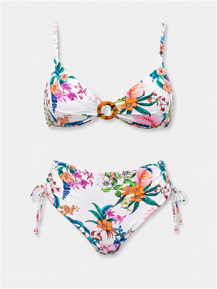 Conjunto bikini floral con anilla