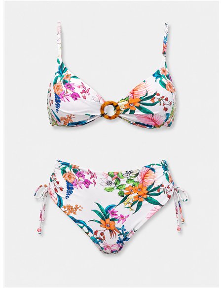 Conjunto bikini floral con anilla