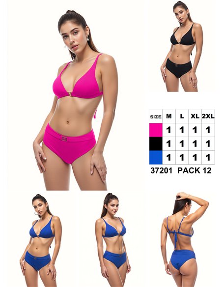 Conjunto bikini liso con hebilla