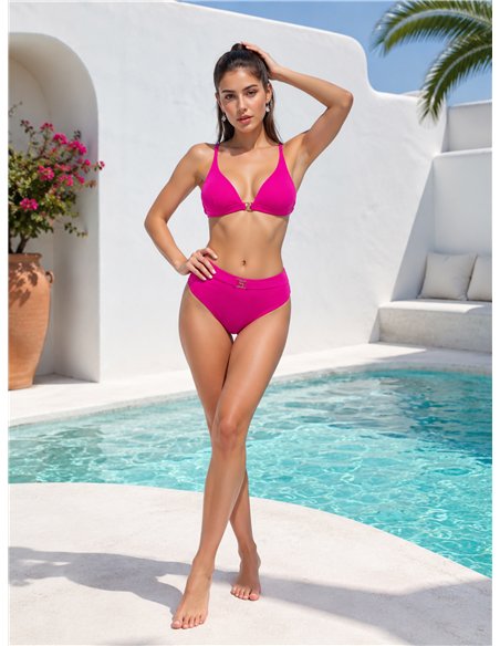 Conjunto bikini liso con hebilla