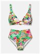 Conjunto bikini tropical de cintura alta