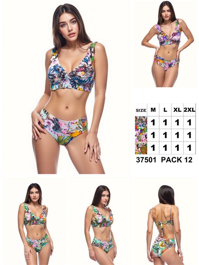 Conjunto bikini floral de tirante volantes 2