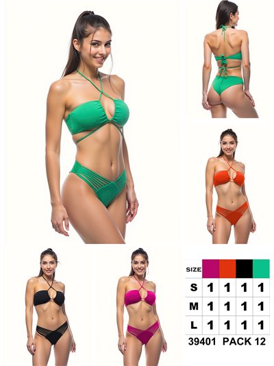 Conjunto bikini bandeau con tiras 2