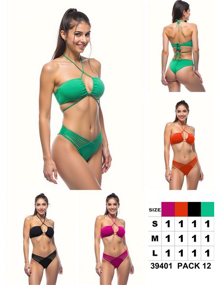 Conjunto bikini bandeau con tiras