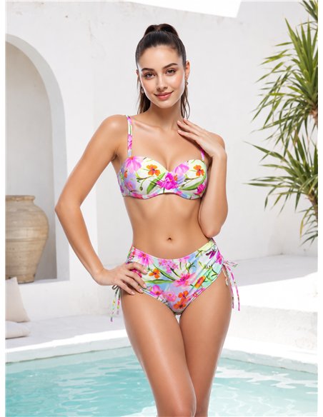 Geblümtes Balconette-Bikini-Set, Übergröße