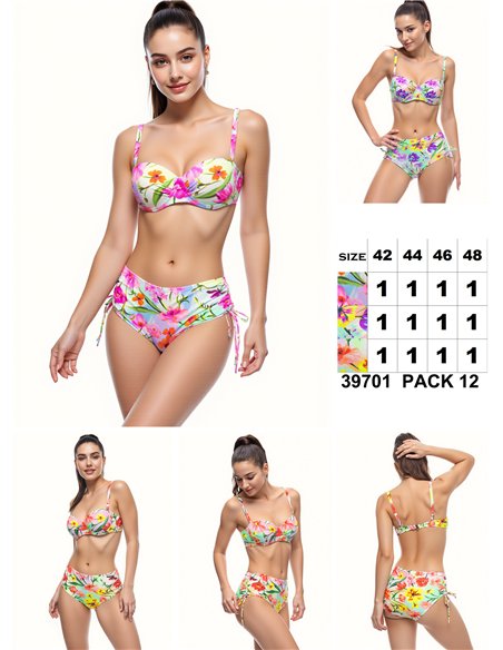 Geblümtes Balconette-Bikini-Set, Übergröße