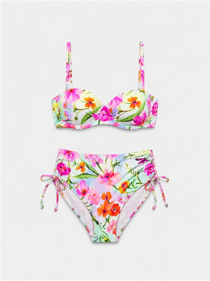 Geblümtes Balconette-Bikini-Set, Übergröße