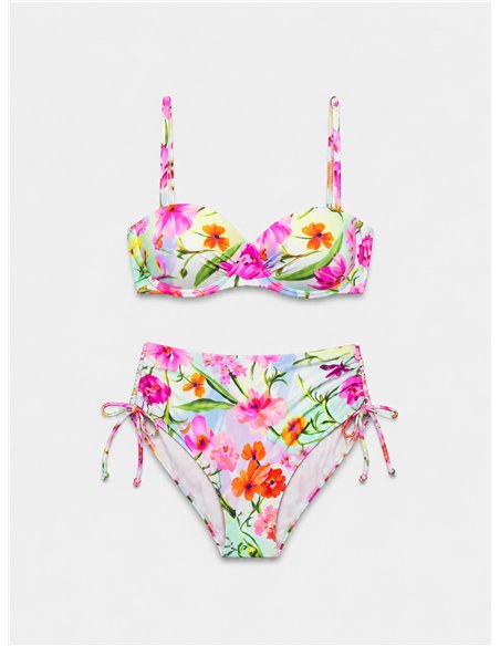 Geblümtes Balconette-Bikini-Set, Übergröße