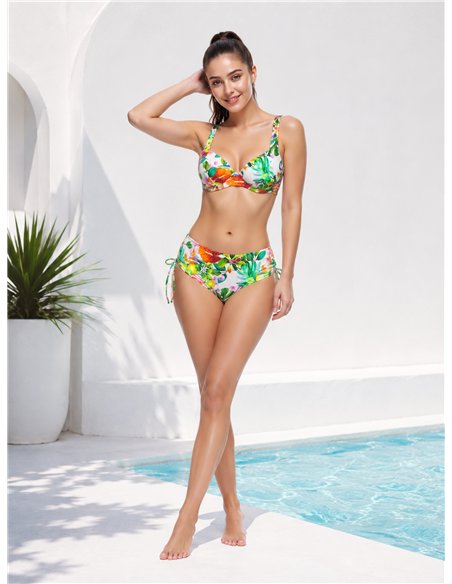 Conjunto bikini tropical con lazadas talla grande