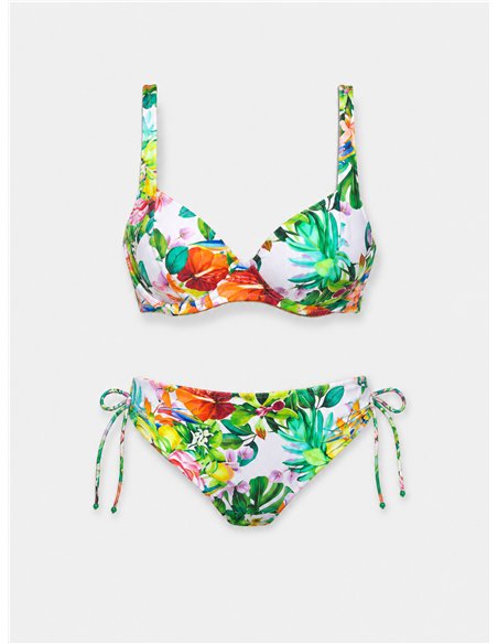 Conjunto bikini tropical con lazadas talla grande