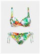 Conjunto bikini tropical con lazadas talla grande