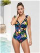 Bañador tropical con volante talla grande