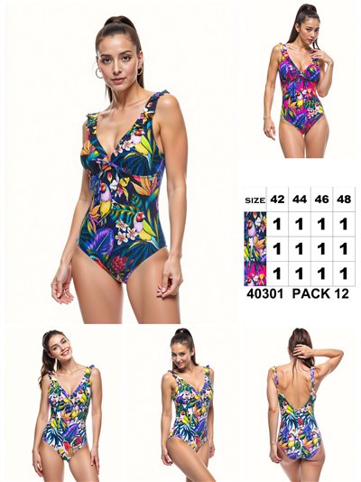 Bañador tropical con volante talla grande 2
