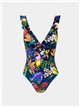 Bañador tropical con volante talla grande