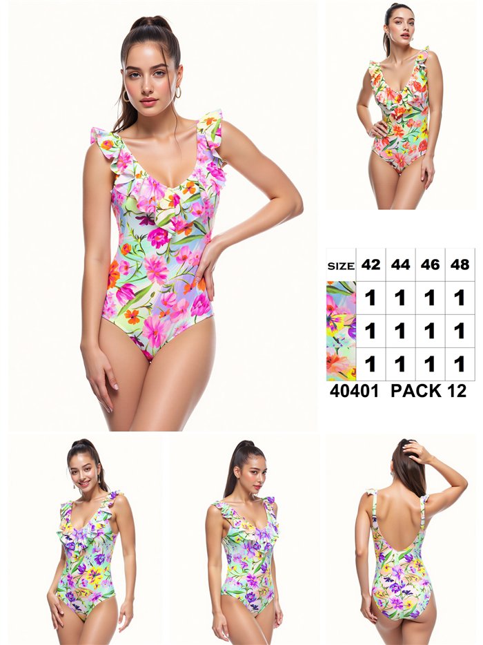 Bañador floral con volante talla grande