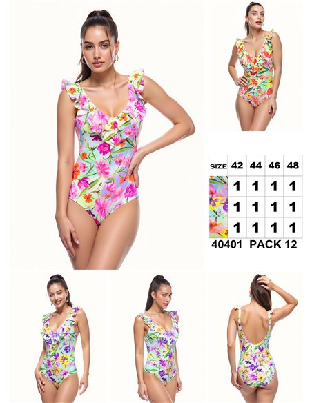 Bañador floral con volante talla grande