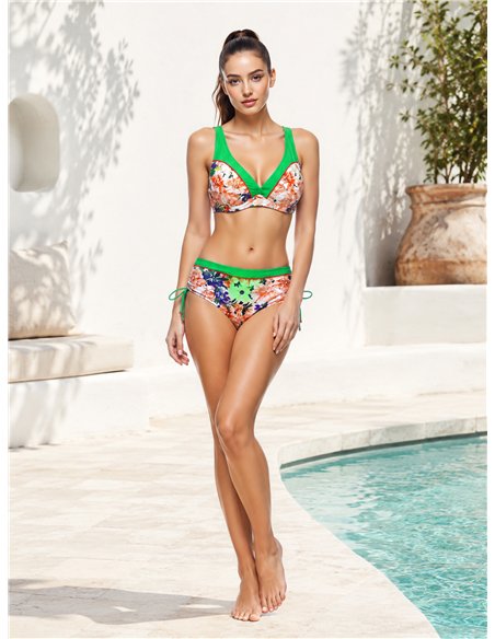 Conjunto bikini floral con contraste talla grande